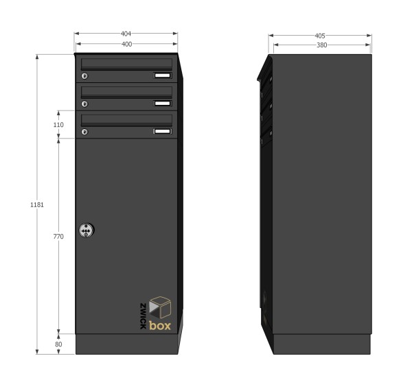 Box pacchi -Serrature a combinazione meccanica con 3 cassette postali